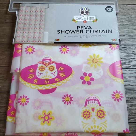 Sugar and Bones Sugar Skull Novelty Shower Curtain - Picture 5 of 9